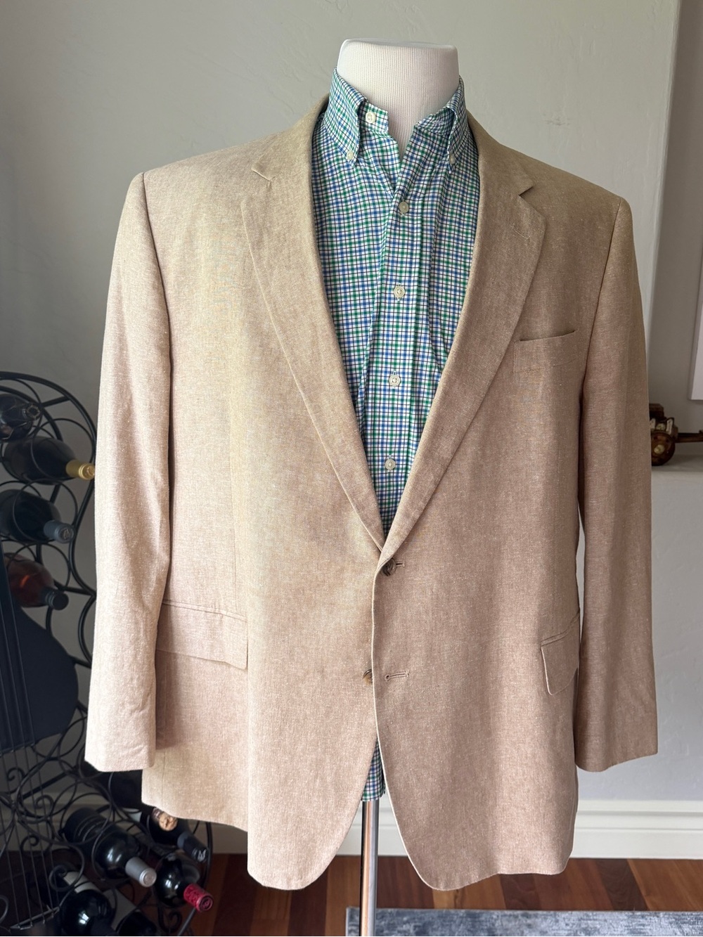 Stafford Men's Ivory Signature Linen Blend Tailored Blazer Jacket Size 52R